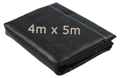 Image de Tissu anti-mauvaises herbes, dimensions 4 x 5 mètres, grammage 90 g/m², perméable à l'eau, stabilisé contre les UV, pour jardin