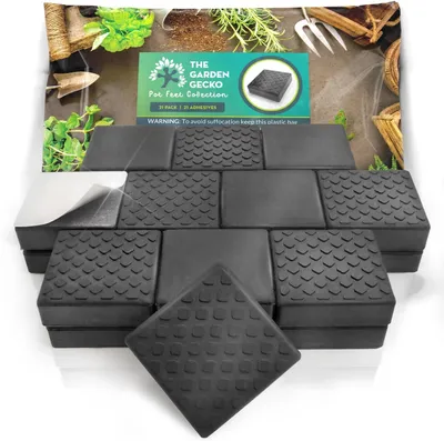 Productafbeelding van Onzichtbare Potpoten voor Bloempotten en Buitenpotten, Antislip Vierkante Verhoger van Rubber | 21 Potpoten + 21 Zelfklevende Pads