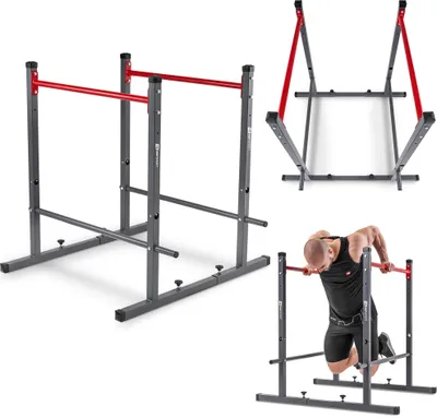 Produktbild von Hop-Sport Dip-Barren Dip-Station/Ständer Liegestütze HS-1010K freistehend Höhe und Breite verstellbar bis 200kg belastbar