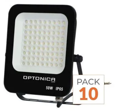 Produktbild von 10er-Pack – SMD-LED-Außenstrahler 50 W, IP65, schwarz – Tageslichtweiß 4000 K – 5500 K