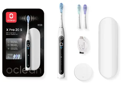 Produktbild von Oclean X Pro 20 Electric Toothbrush, Erwachsener, Vibrierende Zahnbürste, 84000 Bewegungen pro Minute, Schwarz, Weiß, 42000 Bewegungen pro Minute, Weiß