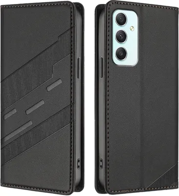 Produktbild von Hülle für Samsung Galaxy A35 5G, Kunstleder Brieftaschen Handyhülle mit Kartenfach und Standfunktion Schwarz