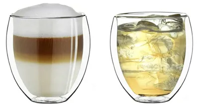 Produktbild von Creano doppelwandige Gläser 400ml „DG-Bauchig“, 2er Set, großes Thermoglas doppelwandig aus Borosilikatglas, Kaffeegläser, Teegläser, Latte Gläser, Doppelwandgläser