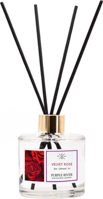 Image de Diffuseur à bâtonnets, diffuseur d'arômes, diffuseur d'huiles parfumées | Velvet Rose | 100 ml, en verre, sans flamme ni électricité, pour le salon