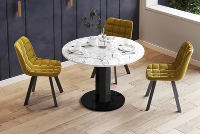 Produktbild von Design Esstisch Tisch HES-111 rund oval Hochglanz ausziehbar 100-148cm
