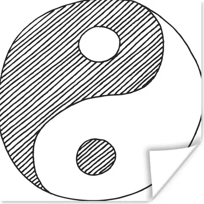 Produktbild von MuchoWow® Poster Eine Illustration eines skizzierten Yin- und Yang-Logos 75x75 cm - Wand Dekoration