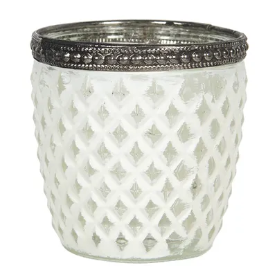 Produktbild von Clayre & Eef Teelichthalter Ø 7x7 cm Weiß Glas Metall Rund