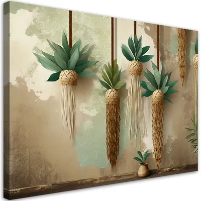 Produktbild von Leinwandbild Boho-Pflanzen 120x80 Feeby Grün bild für die wand bereit zum aufhängen