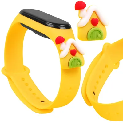 Immagine prodotto di Cinturino Xmas Band Per Xiaomi Mi Band 4 / Mi Band 3 Natale Cinturino In Silicone Braccialetto Giallo (Casa)