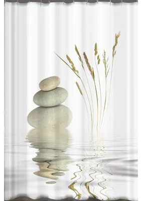 Produktbild von Textiler Duschvorhang mit hochwertigem Digitaldruck, Wellness Stone 120 x 200 cm inkl. Ringe
