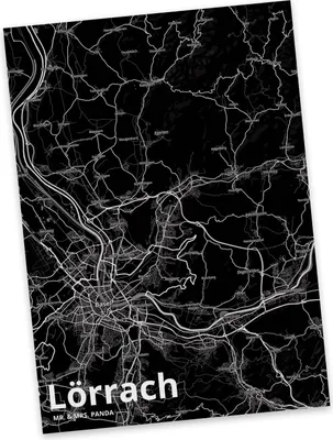 Produktbild von Mr. & Mrs. Panda Postkarte Lörrach - Geschenk, Stadt Dorf Karte Landkarte Map Stadtplan, Postkarten, Ansichtskarten, Ansichtskarte, Grußkarte, bildkarte