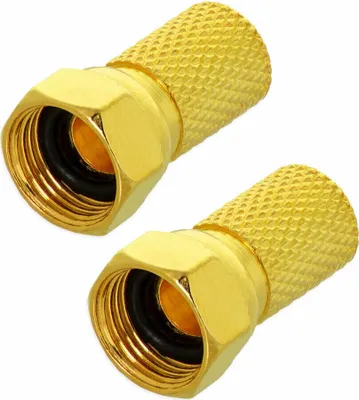 Produktbild von 2X Sat F-Stecker 6,5-7 mm + Dichtungsring vergoldet TV Koaxialkabel Antennenkabel