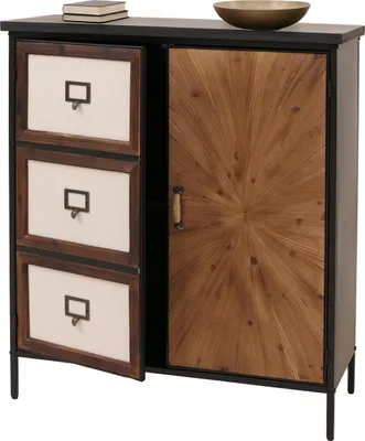 Produktbild von Apothekerkommode HWC-O79, Schrank Highboard Staufächer, Vintage Shabby-Look 94x80x35cm, natur hell