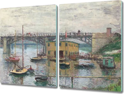 Produktbild von Coloray Hackbrett Herdabdeckplatte 2x40x52 cm Küchenbrett Kochplattenabdeckung Schneidebrett - Brücke von Argenteuil Monet