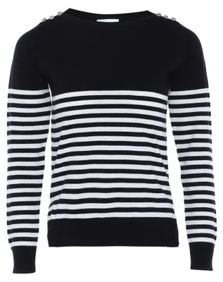Immagine prodotto di Maglione da donna Mutha - righe bianche e nere.
Maglione da donna Mutha - righe bianche e nere, taglia M/L