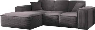 Produktbild von Kaiser Möbel Ecksofa, Eckcouch L form, Wohnzimmer Couch SIENA stoff Poso Dunkelgrau Ottomane Links