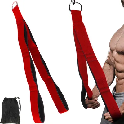 Produktbild von Trizepsseil für Krafttraining, mit Aufbewahrungstasche, rot, für Lat Pulldowns