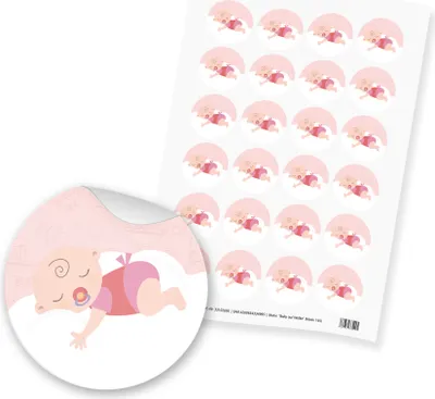 Produktbild von itenga 24x Sticker "Baby auf Wolke" (Motiv 145) rosa pastell