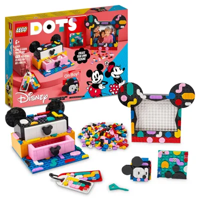Image de LEGO 41964 DOTS Mickey & Minnie Boîte créative pour la rentrée des classes, set de bricolage 6 en 1