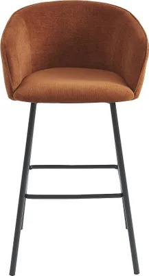 Produktbild von Barhocker 2er-Set - Stoff & schwarzes Metall - Terracotta - LAZONI