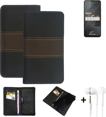 Produktbild von K-S-Trade Handyhülle + Kopfhörer kompatibel mit Gigaset GS4 Schutzhülle Walletcase Bookstyle Tasche Schutz Case Hülle Wallet Cover Kunstleder