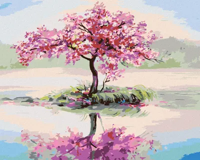 Produktbild von Zuty - Malen nach Zahlen - BLÜHENDE SAKURA AM SEE, 40x50 cm, ohne Keilrahmen