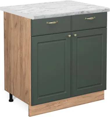 Image de Meuble cuisine Vicco Fame-Line Vert Or Campagne 80cm , PT Marbre, Model 45777