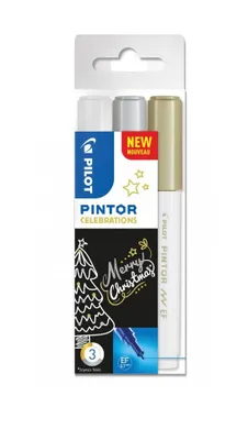 Obrázek produktu pro PILOT PEN Pilot Pintor - 3 Stück(e) - Gold - Silber - Weiß - Feine Spitze - Gemischte Farben - Rund - 2,3 mm