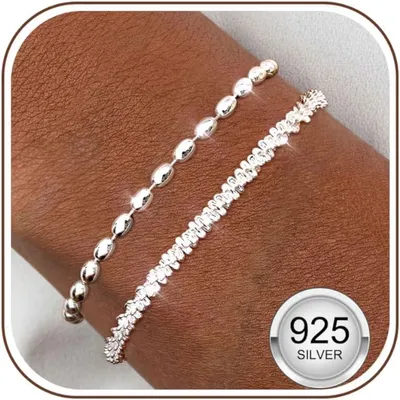 Obrázek produktu pro Dámské náramky, 2 kusy, stříbro 925, elegantní design, vhodné jako dárek