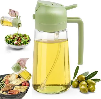Immagine prodotto di Spruzzatore 2 in 1 per olio e aceto – Flacone in vetro da 600 ml – Spruzzatore da cucina a doppio ugello per cucina, barbecue e grigliate – Spruzzatore ricaricabile per aceto e olio – 2 pezzi (verde)