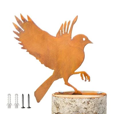 Rostiger Metallvogel, fliegend, 14x12 cm, Gartendekoration