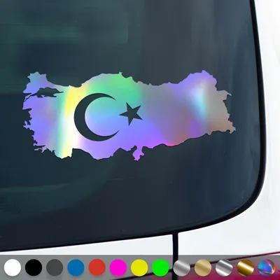 Produktbild von PantherPixel Türkei Aufkleber Wappen Umriss Flagge Fahne Türkiye Sticker Auto Geschenkidee Farbe Oilslick-Hologramm