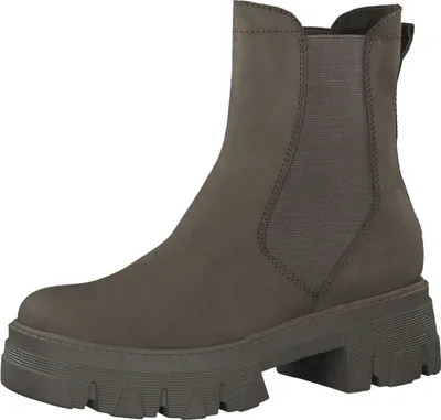 Produktbild von MARCO TOZZI Damen Stiefelette Chelsea Boot Leder Plateau Blockabsatz 2-25403-29, Größe:41 EU, Farbe:Grün
