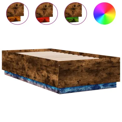 Produktbild von Bettgestell mit LED Räuchereiche 90x190 cm Holzwerkstoff