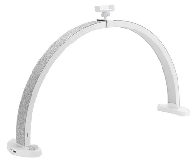 Produktbild von LED Nageltischlampe - Halbmondenleuchte 40W - Dimmbar 71 cm - 3200–5600K - Handyhalter - Strass Deko Weiß