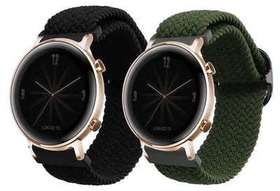 Produktbild von kwmobile Armband kompatibel mit Huawei Watch GT3 (42mm) / Watch GT2 (42mm) / Watch 2 - Nylon Fitnesstracker Sportarmband Band in Schwarz Grün -