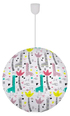 Image de Lampe en papier "GIRAFFES", diamètre : 45 cm. Abat-jour de style romantique, en métal et en papier, de couleur violette, hauteur : 45 cm, diamètre : 45 cm, compatible avec une douille E27