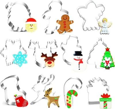 Produktbild von Keksausstecher Weihnachten Set, 11 Stück Ausstecher Ausstechformen Weihnachten, Plätzchenausstecher Plätzchenform Keksformen aus Edelstahl, für Motivtorten Tortendeko Kekse Backen Küche