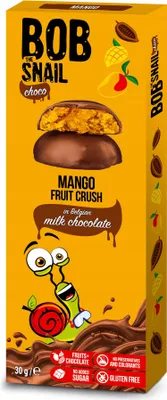 Obrázek produktu pro Bob Snail Choco Ovocná pochoutka v čokoládě bez přidaného cukru - mango (30g), 101534