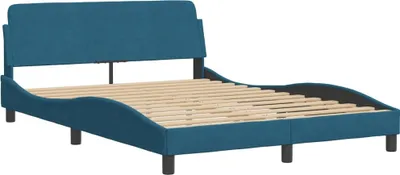 Produktbild von Bettgestell mit Kopfteil "Dover" Blau 140x190 cm Samt