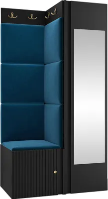 Produktbild von MIRJAN24 Garderoben-Set Orion Ryfel Slim XXVI, Kleiderschrank, Schuhschrank, Kleiderhakenbrett, 7x Paneel 42x42, Spiegel, 6 Kleiderhaken, Metallgriffe (Farbe: Schwarz, Manila 26)