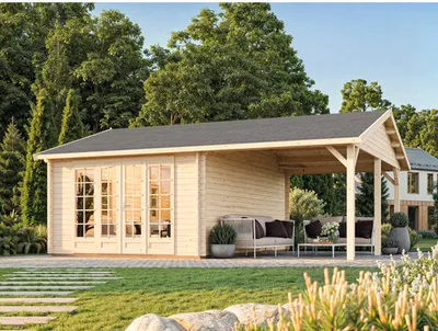 Produktbild von Gartenhaus Palmako Irene 19,0+16,2 m² 703 x 619 cm tauchgrundiert
