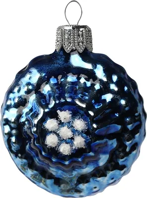 Produktbild von Retro-Kollektion 4 cm großes blaues Glas-Medaillon mit weißem Dekor