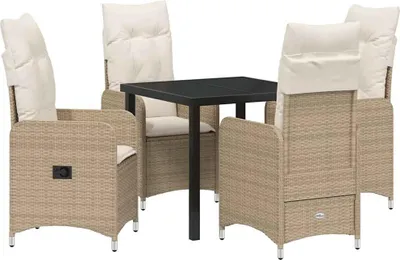 Image de vidaXL Ensemble de jardin 5 pcs Beige Poly-Rattan