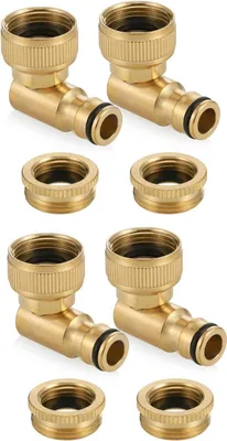 Produktbild von Messing Wasserhahn Anschluss 90 Grad Drehbar 12 und 34 Zoll Garten