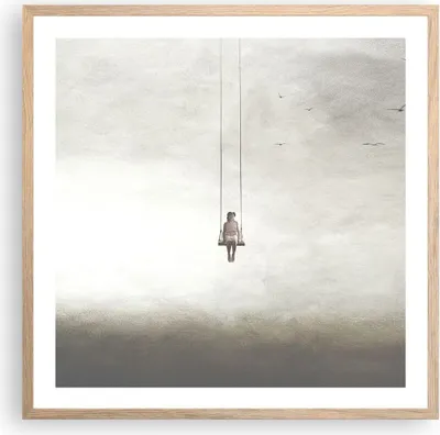 Produktbild von Gerahmtes Poster - Rahmen in heller Eiche - Schwingen rein Wolken - 60x60 cm - Wand Bild - Wanddeko - Wandbilder - Kunstposter - Wandposter - Bilderrahmen - Bilder - Kunstdruck - P2NAC60x60-4875