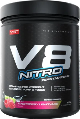 Produktbild von VAST V8 Nitro (20 serv) Raspberry Lemonade - Pre-Workout - NO-Booster