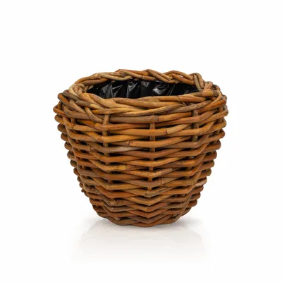 Produktbild von Rattan Blumentopf VIP Natural Color 40 cm – braun, frostbeständig, für Garten und Innenbereich