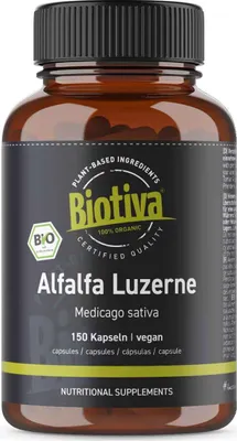 Produktbild von Biotiva Alfalfa Luzerne (150 Kapseln) aus biologischem Anbau