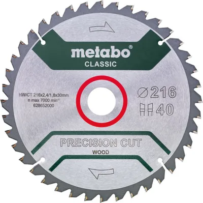 Obrázek produktu pro Metabo PrecisionCutClassic 216x30 40WZ 5°neg/ B, 628652000